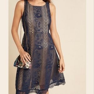 Anthropologie Blue Lace Dress Size 4